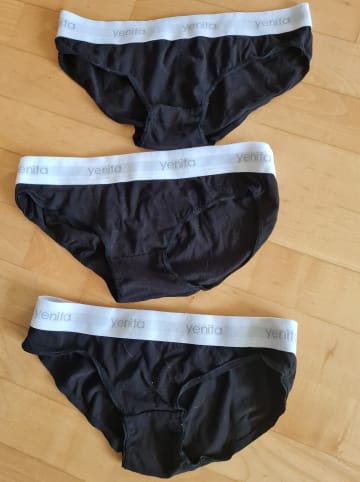 Yenita® Bikinislips (3er Set) Modern-Sports-Collection in schwarz