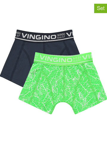 Vingino 2er-Set: Boxershorts in Grün/ Dunkelblau