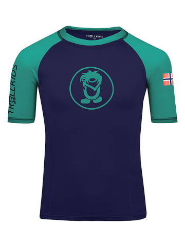Trollkids Badeshirt "Kvalvika" in Grün/ Dunkelblau
