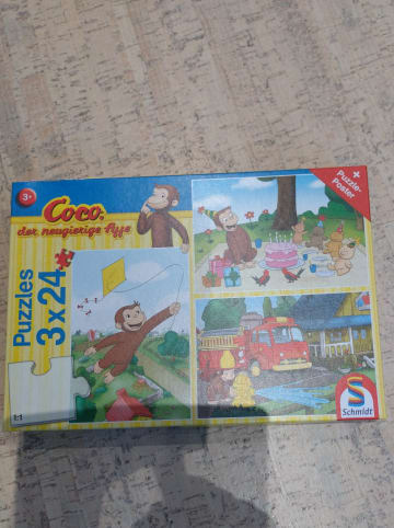 Schmidt Spiele 3x 24tlg. Puzzle-Set: "Coco, der neugierige Affe, Spaß mit Coco" - ab 3 Jahren