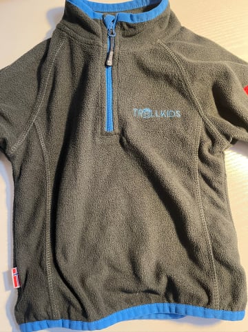 Trollkids Fleecepullover "Nordland" in Anthrazit/ Blau