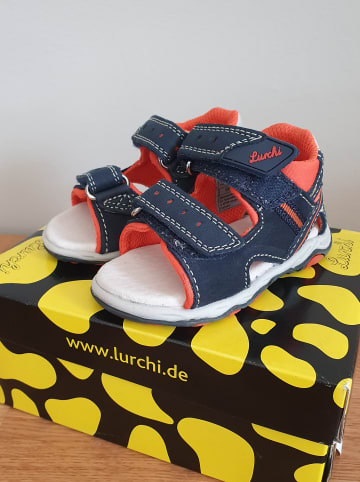 Lurchi Leder-Sandalen "Janosch" in Dunkelblau/ Orange