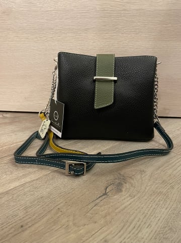 Anna Morellini Leder-Umhängetasche "Ciosa" in Hellbraun/ Schwarz - (B)22 x (H)17 x (T)10 cm