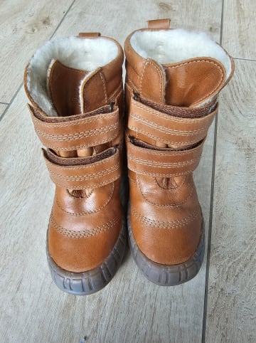 POM POM Leder-Winterboots in Camel