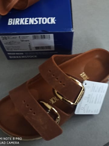 Birkenstock Leder-Pantoletten "Arizona" in Braun - Weite S