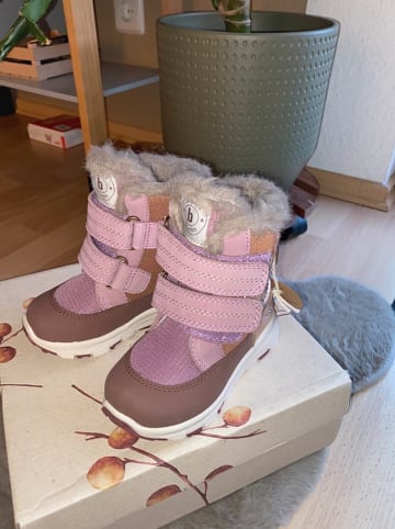 bisgaard Leder-Winterboots in Hellbraun/ Gold