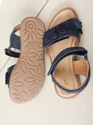 POM POM Leder-Sandalen in Dunkelblau