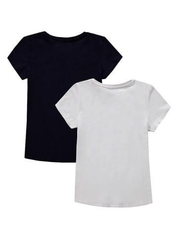 ESPRIT 2er-Set: Shirts in Dunkelblau/ Weiß