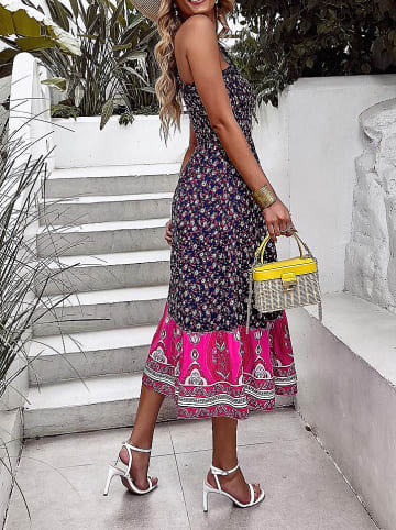 Tina Kleid in Dunkelblau/ Pink
