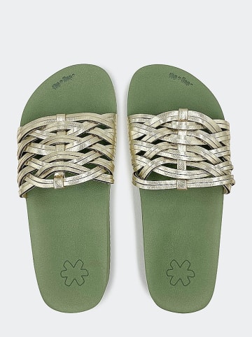 Flip Flop Pantoletten "pool*braid" in Grün/ Gold