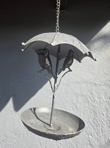 Ambiente Haus Vogelbad zum Hängen aus Metall - rund in Antikgrau / Rost