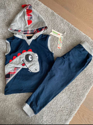 Denokids 2tlg. Outfit "Dino" in Dunkelblau/ Grau
