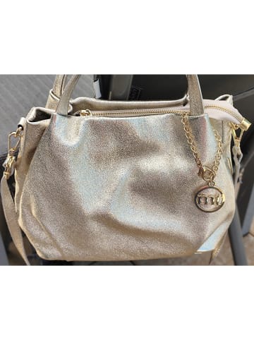 Mia Tomazzi Leder-Henkeltasche "Vigentino" in Silber - (B)26 x (H)20 x (T)14 cm