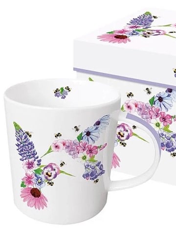 ppd Jumbotasse "Hummingbird Fleurettes" in Weiß/ Rosa - 350 ml