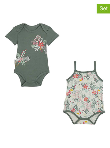 Petit Beguin 2er-Set: Bodys in Oliv/ Creme