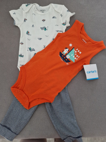 carter's 3tlg. Outfit in Orange/ Blau