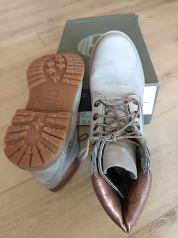 Timberland Leder-Boots in Grau/ Hellbraun