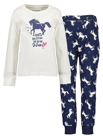 Blue Seven Pyjama in Creme/ Dunkelblau