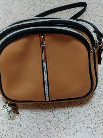 Anna Morellini Leder-Umhängetasche "Desideria" in Hellbraun - (B)22 x (H)15 x (T)9 cm