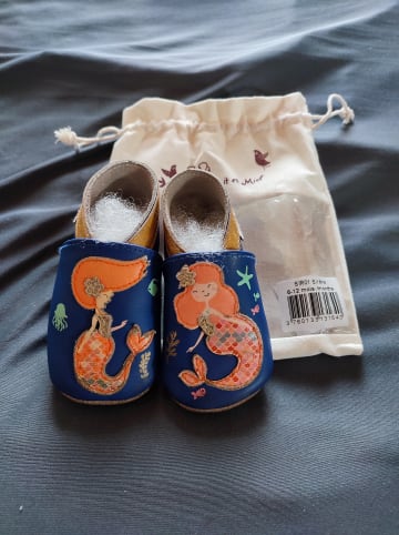 Lait et Miel Leder-Krabbelschuhe "Mermaid" in Blau