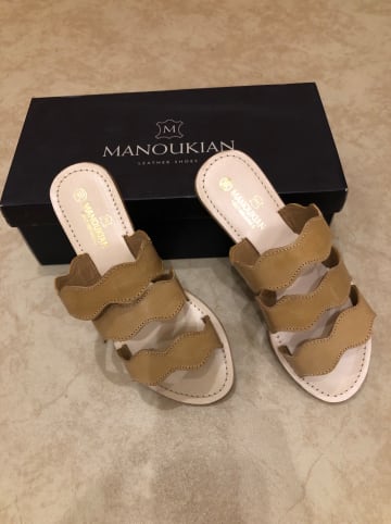 Manoukian shoes Leder-Pantoletten "Teri" in Beige