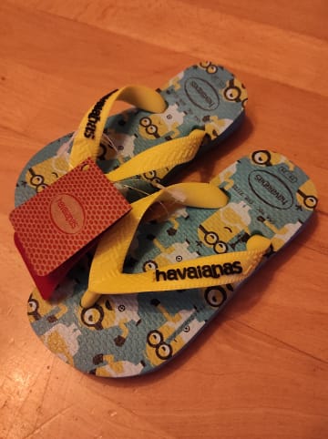 Havaianas Zehentrenner in Hellblau/ Gelb