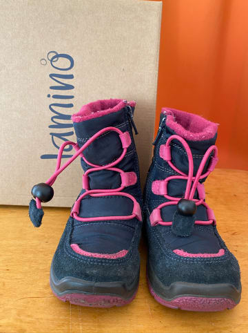lamino Leder-Boots in Dunkelblau/ Pink