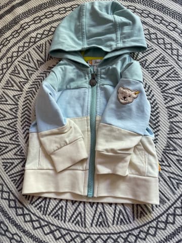 Steiff Sweatjacke in Grün/ Hellblau/ Creme