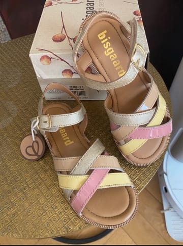 bisgaard Leder-Sandalen in Gold