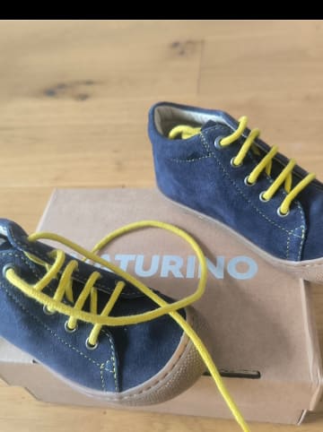 Naturino Leder-Lauflernschuhe "Coco" in Dunkelblau/ Gelb