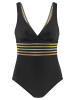 LASCANA Badeanzug in schwarz-goldfarben