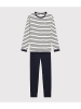 PETIT BATEAU Pyjama in Dunkelblau/ Weiß