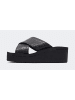 Flip Flop Pantoletten "Wedge Cross Croco" in Schwarz