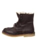 POM POM Leder-Winterboots in Braun