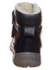 POM POM Leder-Winterboots in Dunkelblau