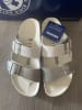 Birkenstock Pantoletten "Arizona Split" in Weiß/ Silber - Weite S