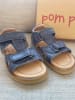 POM POM Leder-Sandalen in Dunkelblau