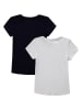 ESPRIT 2er-Set: Shirts in Dunkelblau/ Weiß