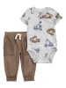 carter's 2tlg. Outfit in Hellbraun/ Grau