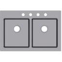 33" x 22" x 9" Deep DBL Bowl Dual Mount Microcorner Sink