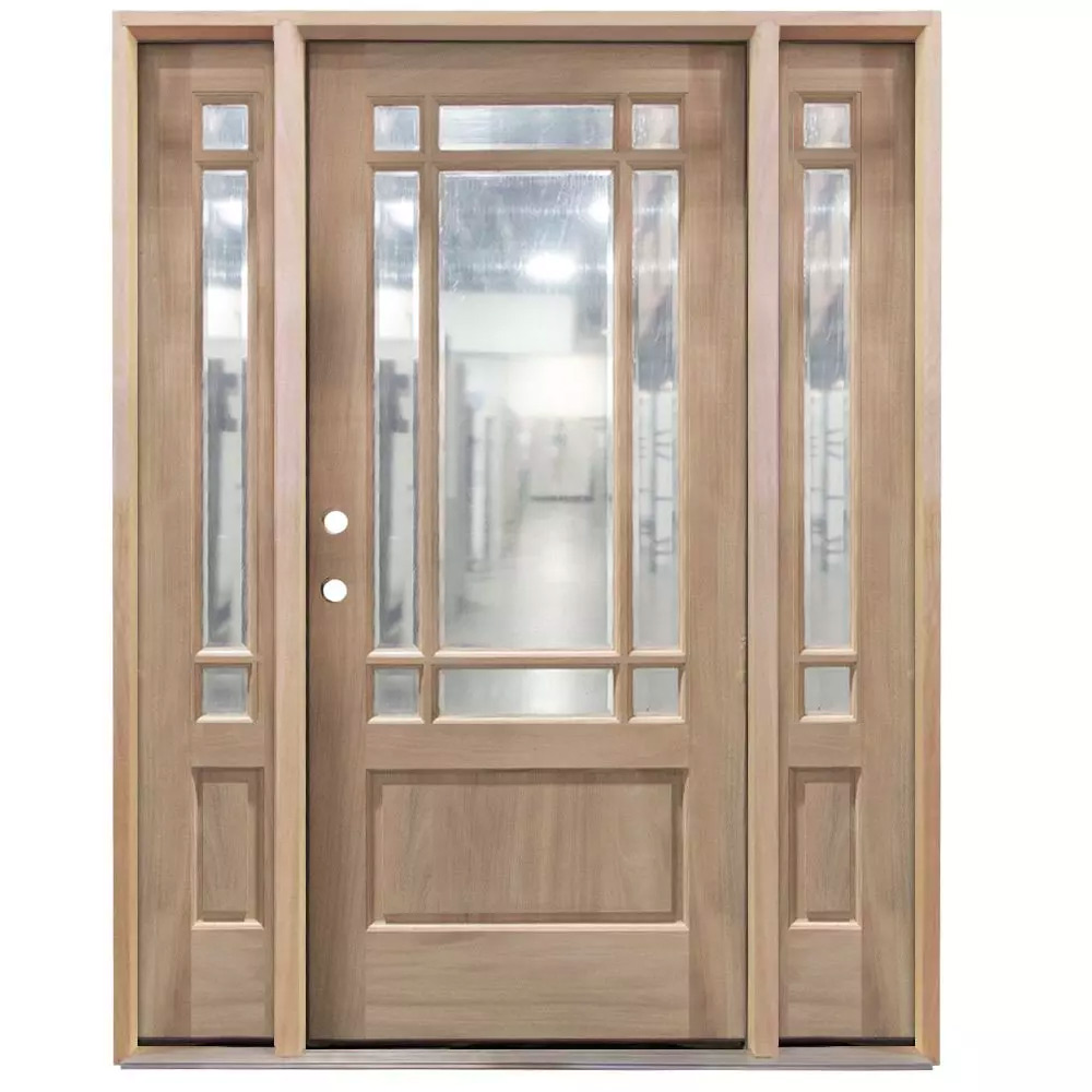 TCM700 Exterior Wood Door w/ Sidelites - Clear Glass - Right Hand Inswing, image size:1000x1000