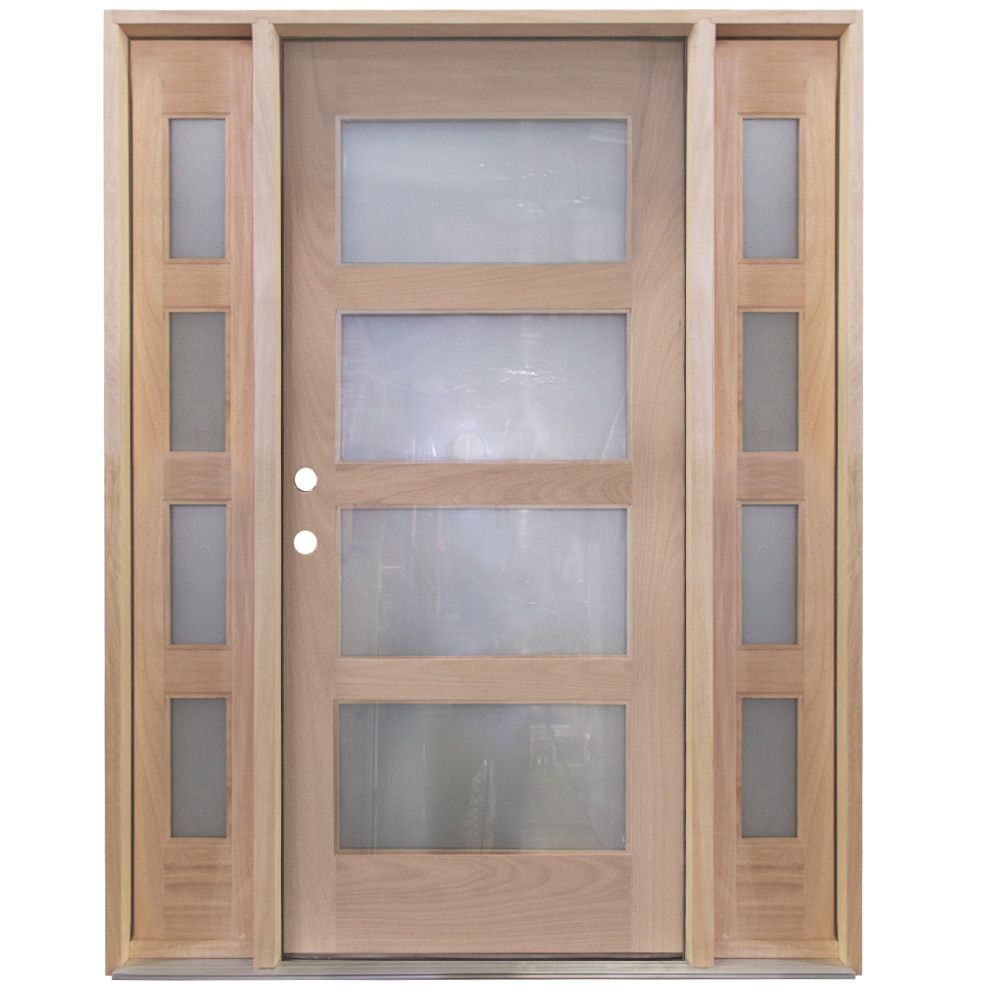 Metro Exterior Wood Door w/ Sidelites - Satin Glass -Right Hand Inswing, image size:1000x1000