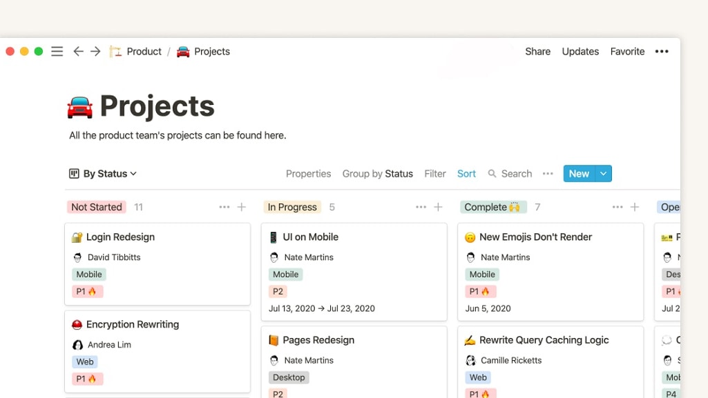 Notion stands out with its more direct and robust project management features. Notion enables users to create interactive Kanban boards, assign tasks, set up notifications, and closely monitor a project's progress. 