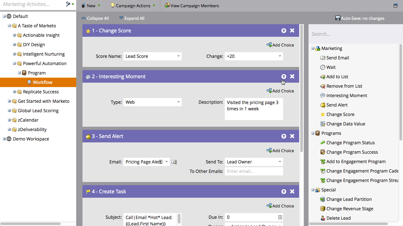 Marketo's Automated Workflow Drag-and-Drop Builder