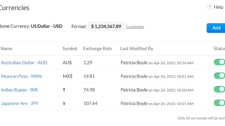 Select Different Currencies According to Different Customers on Zoho Books