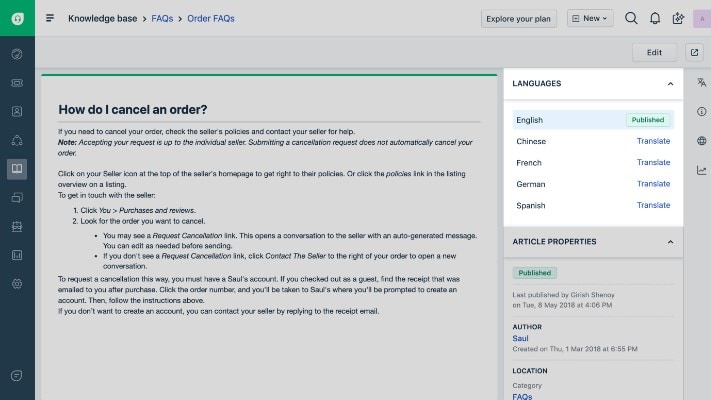 Freshdesks's Knowledge Base Creation in Multiple Languages