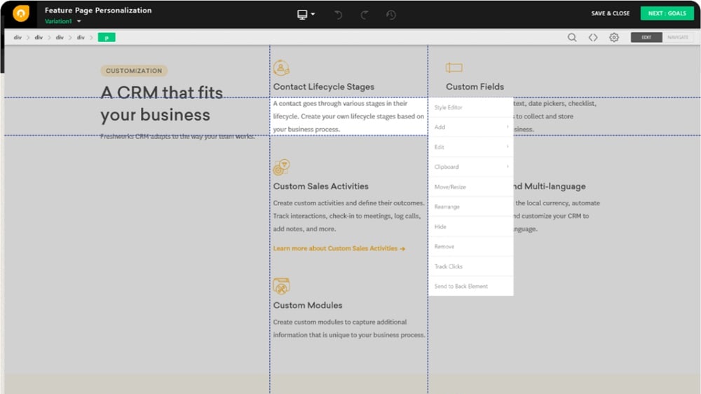  Freshsales offers a unified and centralized contact data system that empowers businesses to create personalized and context-driven communications