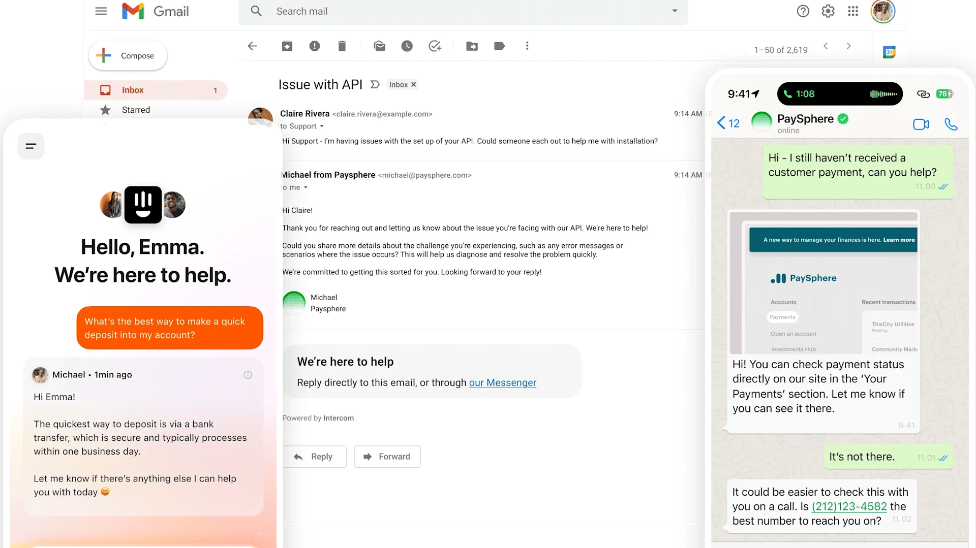 Intercom omnichannel support across in-app, email, and messaging channels