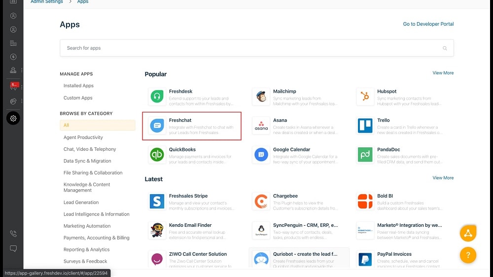 Freshsales also seamlessly integrates with a wide range of third-party applications, including but not limited to Google Apps, Mailchimp, Slack, and more. 