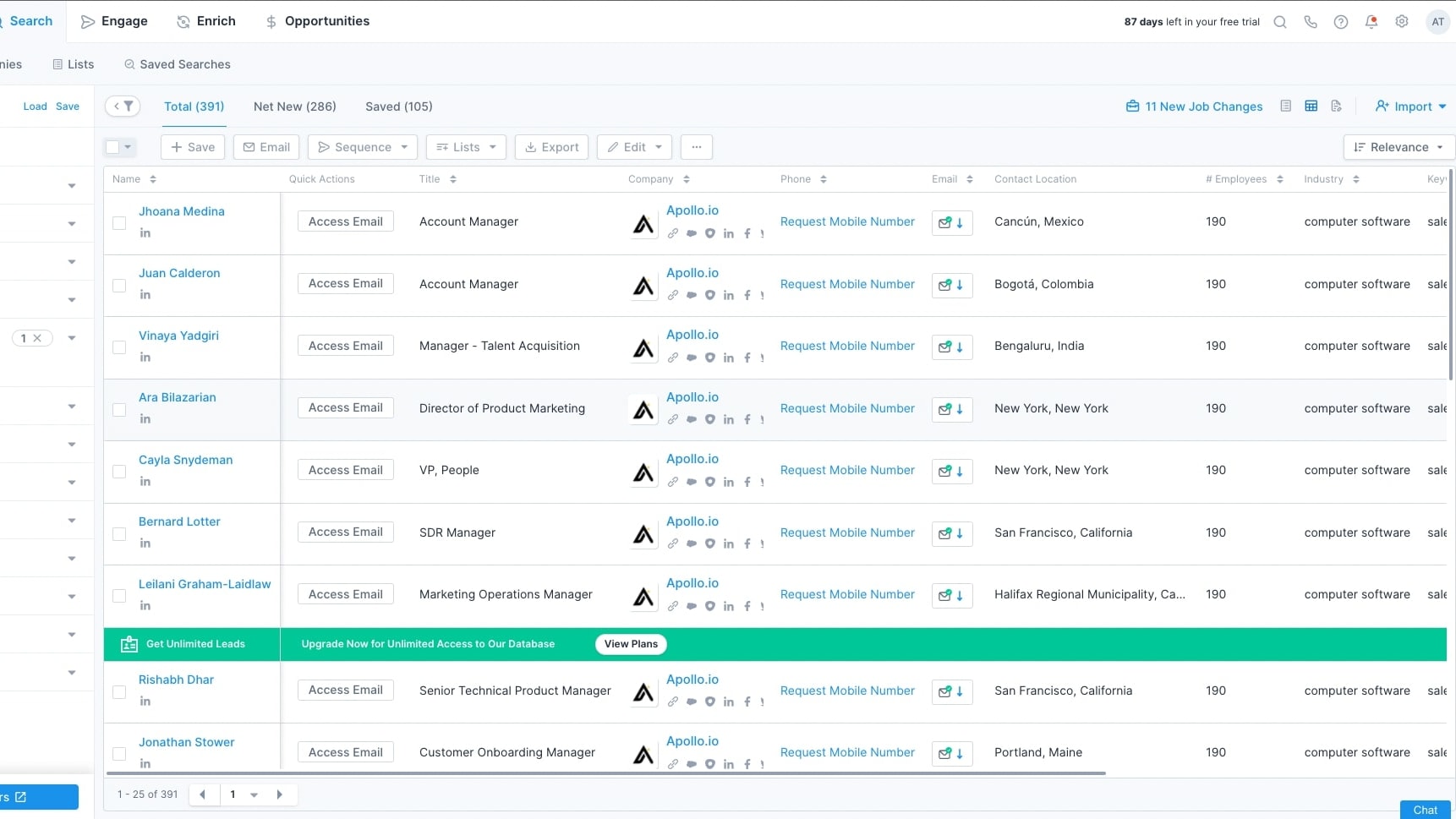 Apollo.io allows users to assign leads to specific team members, set reminders for follow-ups, and meticulously track each lead's progress through the sales pipeline.